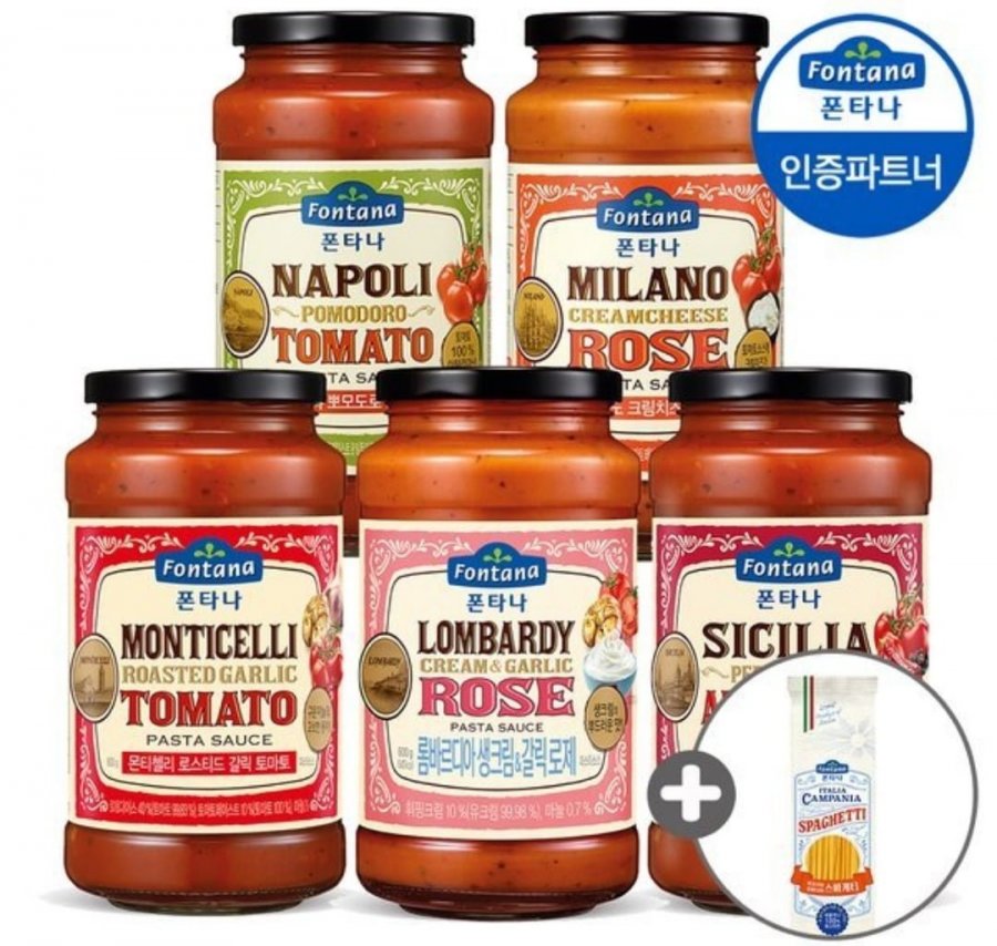 폰타나 파스타소스 600g 4병+면500g (유클 15,210원/무료)