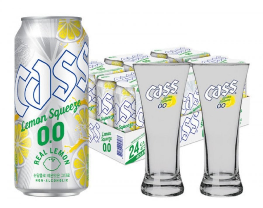 카스 레몬스퀴즈 제로 473ml 24캔+ 전용 칵테일 잔 2개 (23,450원/무료)