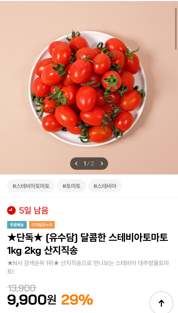 스테비아토마토 1kg 9,900원