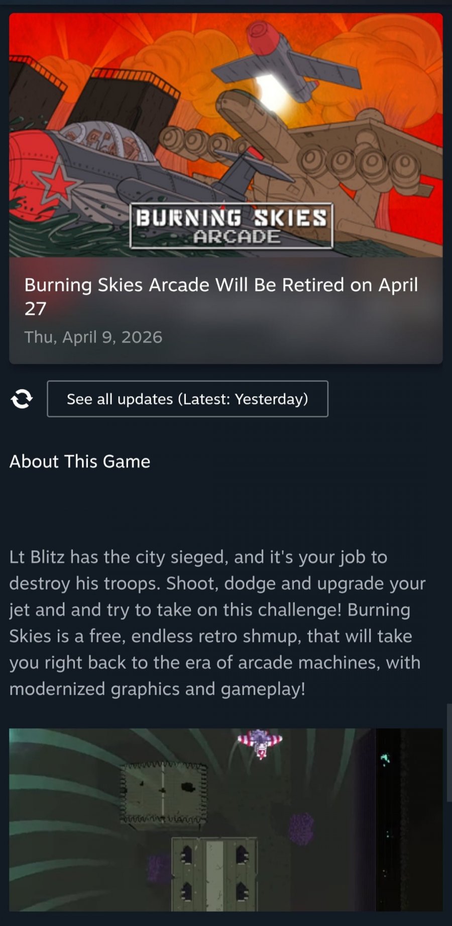 Burning Skies Arcade (무료/무료)