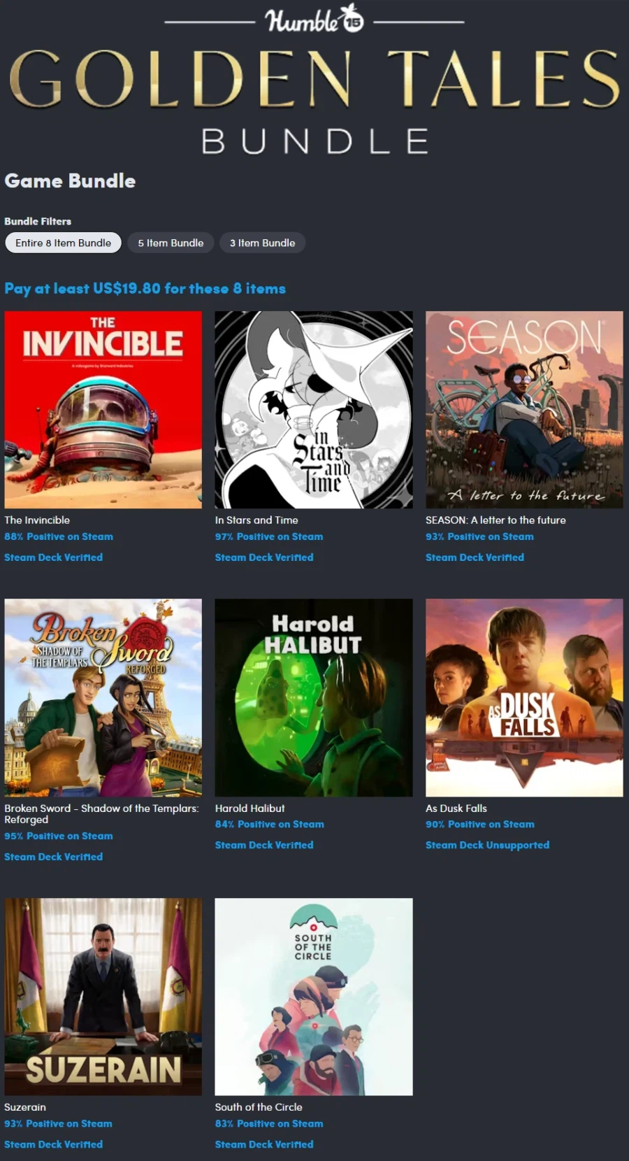 [험블번들] 골든 테일스 번들 / $11-19.80