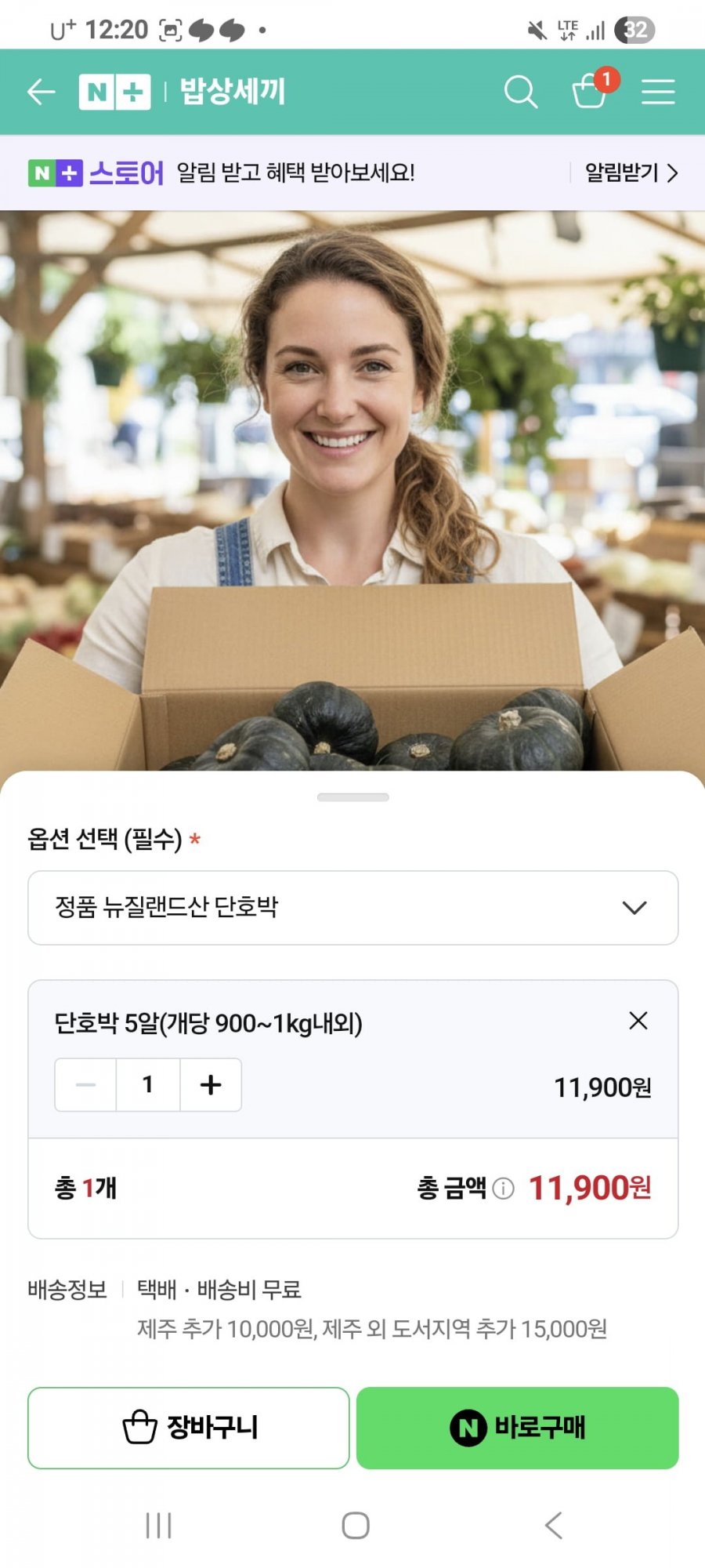 뉴질랜드 단호박 5kg (11,900원/무배)