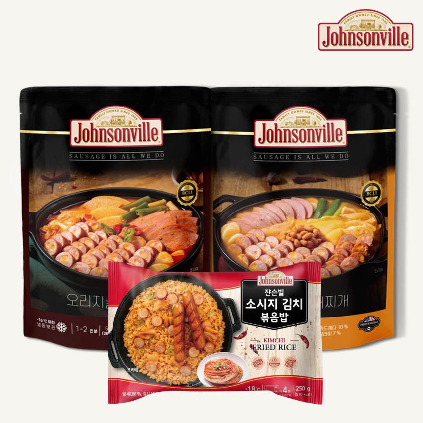 쟌슨빌 부대찌개 500g 2팩+김치볶음밥 250g 1팩, 쟌슨빌 소시지 김치 볶음밥 250g 4팩
