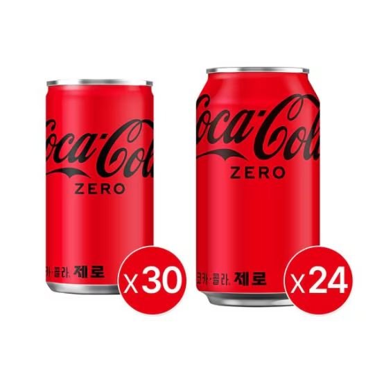 코카콜라 제로 350ml*24입 + 코카콜라 제로 190ml*30입 (25,826원/무료)