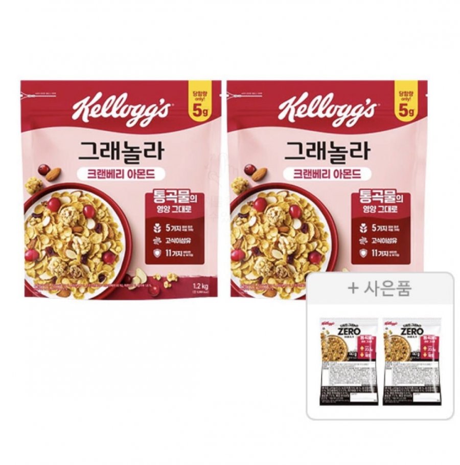 켈로그 크렌베리아몬드 그래놀라 500g. 2팩 (10,420원/무료) 티멤 9,230원