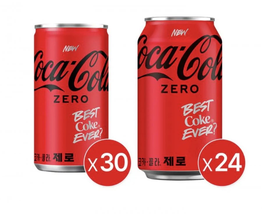 코카콜라 제로 350ml 24CAN + 코크제로 190캔 30입 (24,600원/무료)