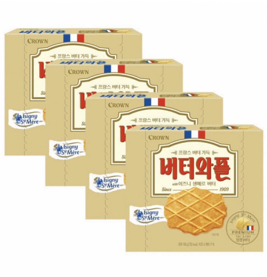 크라운 버터와플 with 이즈니생메르 버터 158gx4개 (9,940원/무료)