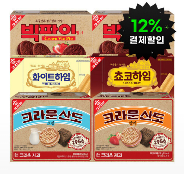산도(딸기/크림)+하임(초코/화이트)+빅파이216g2개