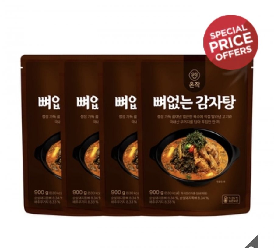 온작 뼈없는 감자탕 900g 4팩 (23,990원/무료)