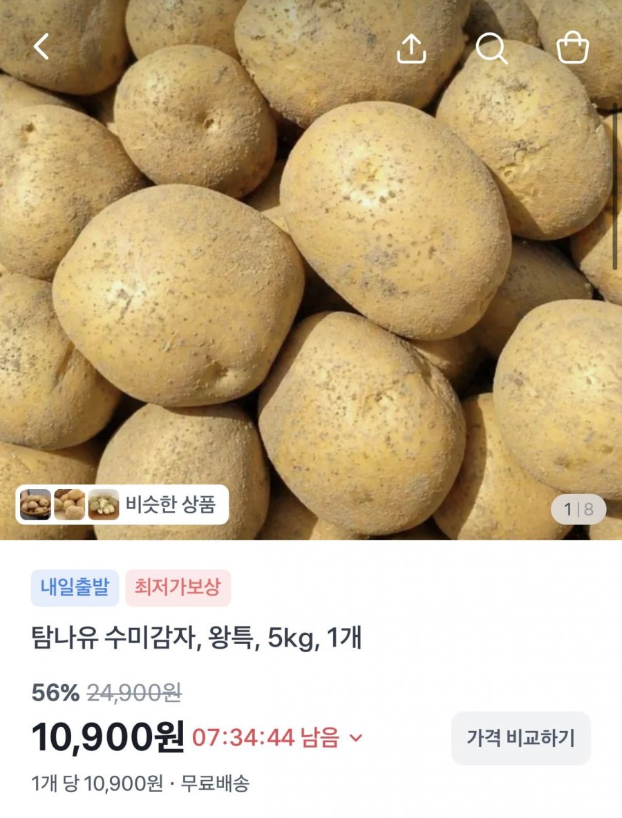 수미감자 왕특 5kg (10,900원/무료)