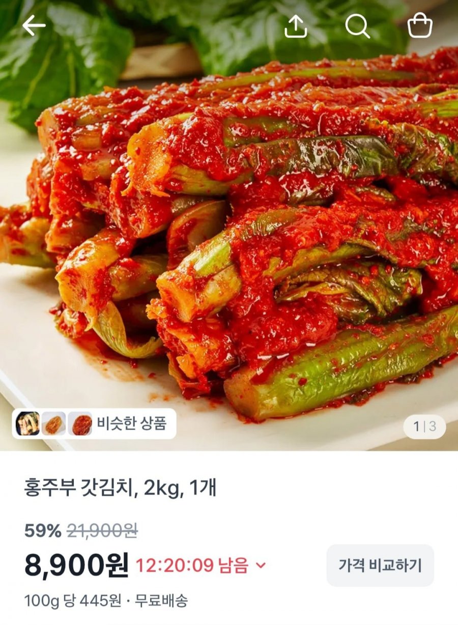 국내산 재료 갓김치 2kg (8,900원/무배)