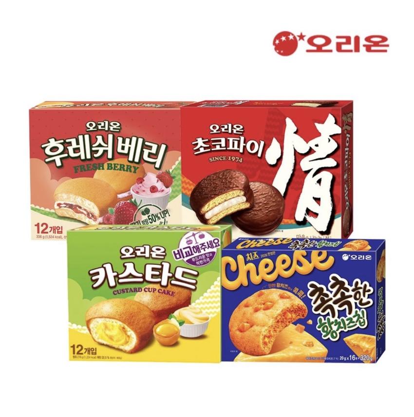 촉촉한황치즈칩16p+초코파이12p+후레쉬베리12p+카스타드12p 16,790원