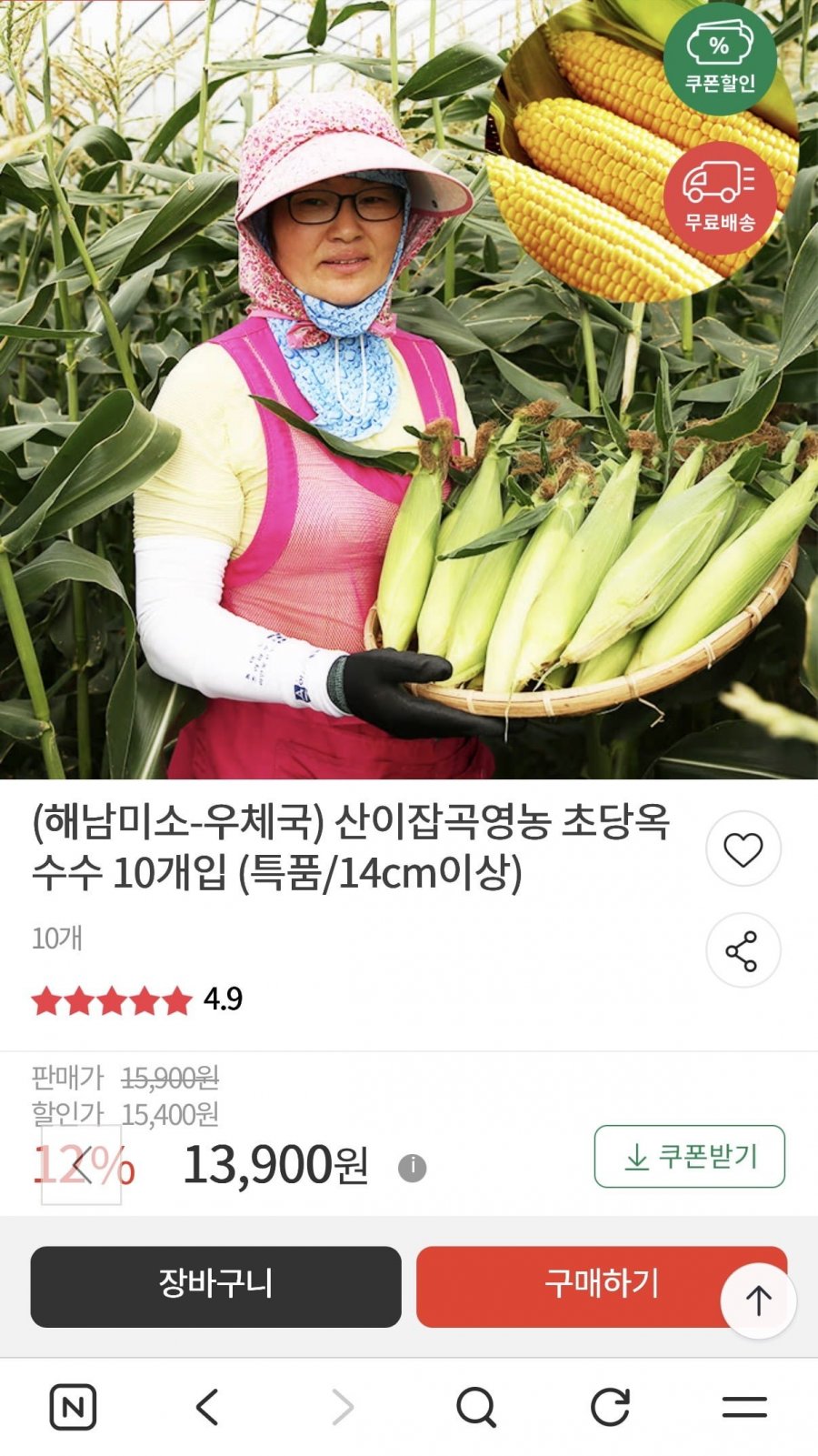 초당옥수수 특품 10개입 (13,900원/무배)