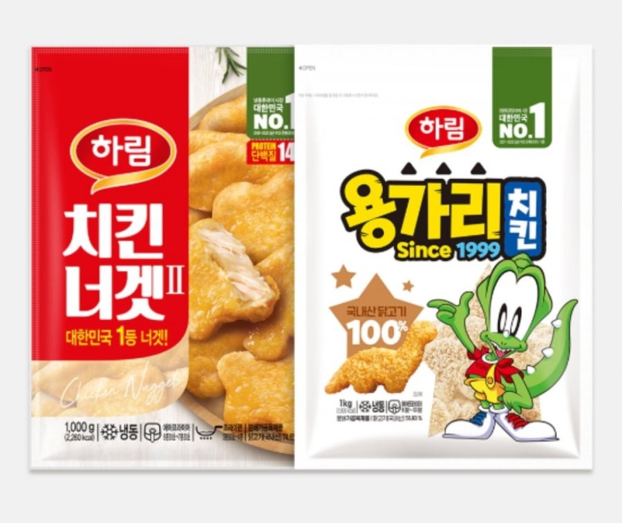 하림 용가리치킨 1kg + 치킨너겟 1kg 페이코 (19,110원/무료)