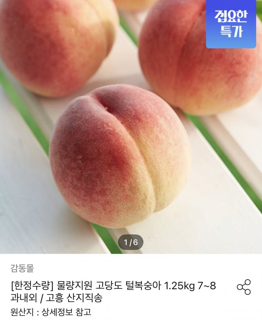 고흥 고당도 털복숭아 1.25kg 7~8과 (9,500원/무료)