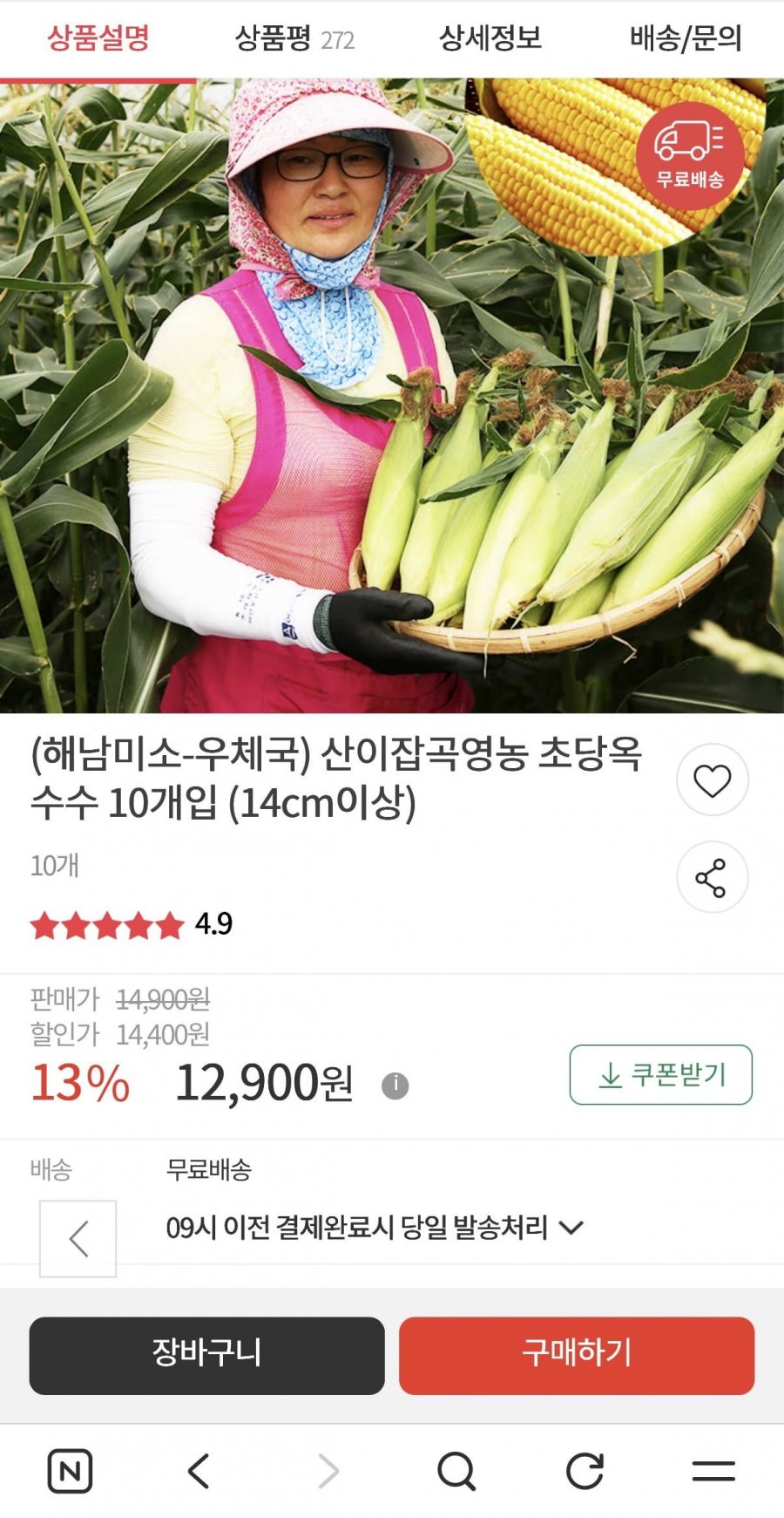초당옥수수 10개입 (12,900원/무배)