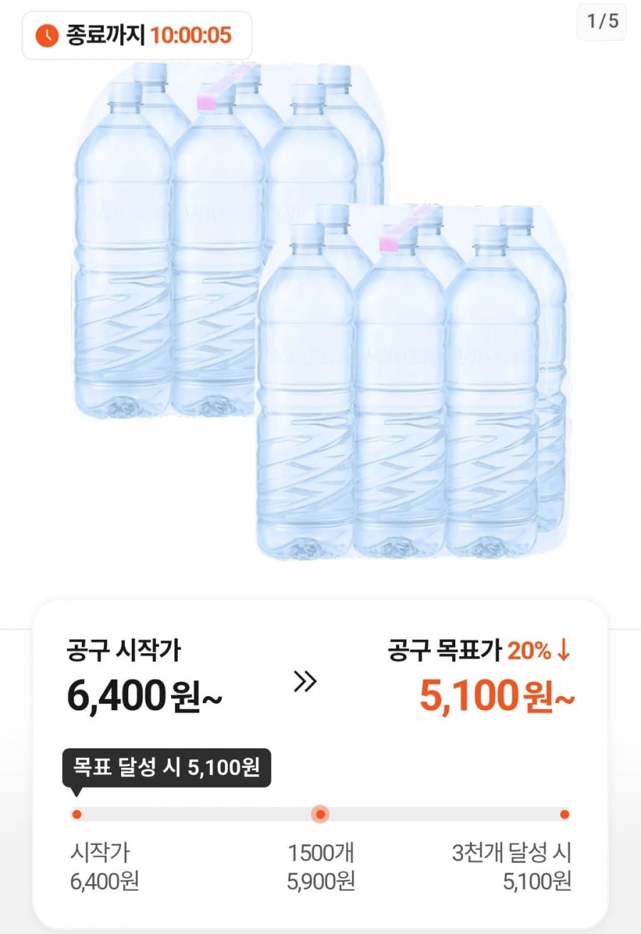 에브리워터 무라벨 생수 2Lx12개 (6,400원/무료)