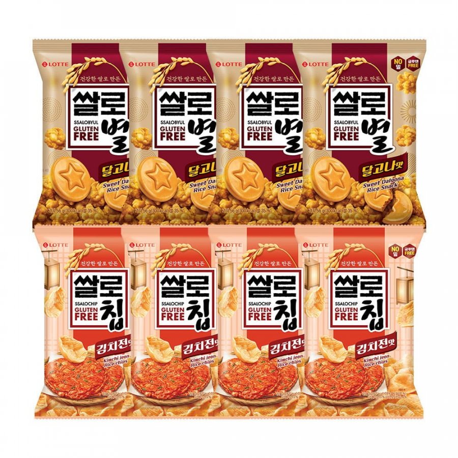 롯데웰푸드 쌀로별 달고나맛 56g x 4개+김치전맛 75g x 4개(12900/무료)