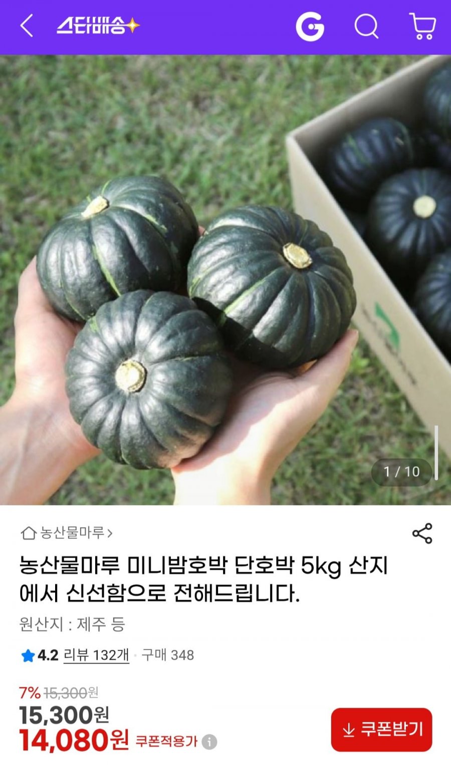 농산물마루 미니밤호박 단호박 5kg (14,080원/무료)