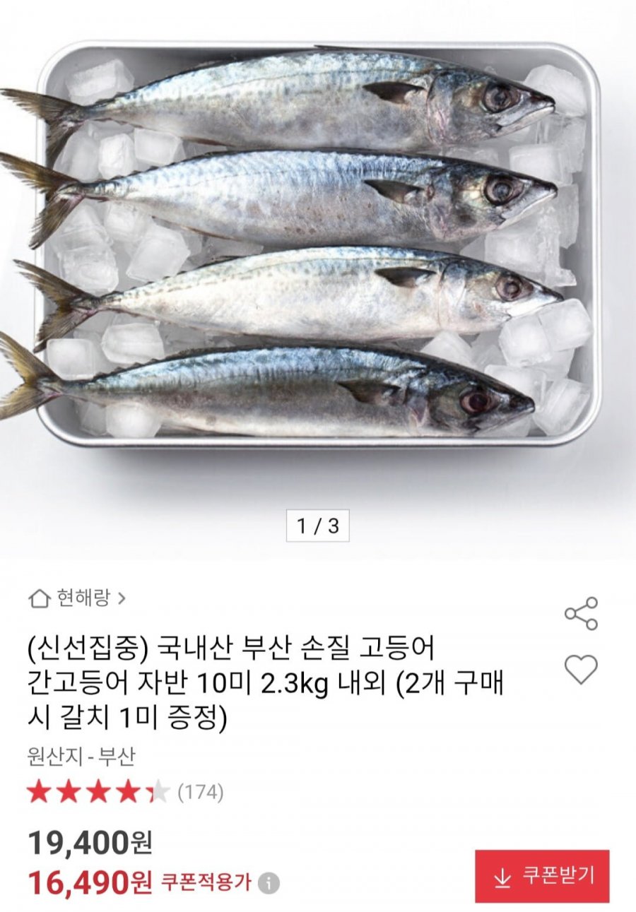 국내산 부산 손질 고등어 간고등어 자반 10미 2.3kg 내외 (16,490원/무료)