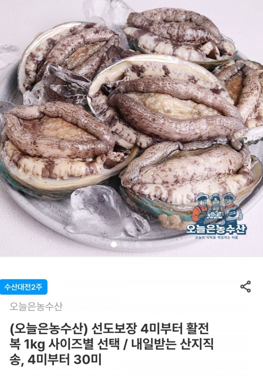 활전복 5미 1kg + 손질도구 (17,990원 / 무료)