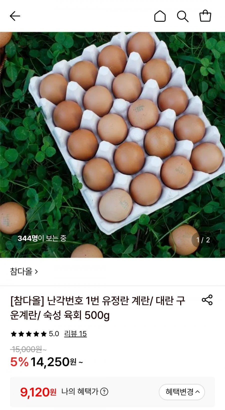 파손보장 무항생제 유정란 난각1번 20구 대란 (9,120원/무료)