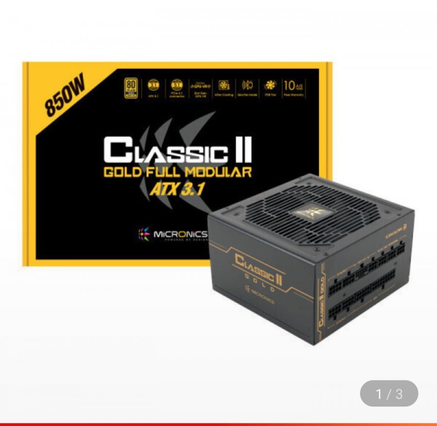 마이크로닉스 Classic II 850W 80PLUS GOLD 풀모듈러 ATX3.1 (140,550원/무료)