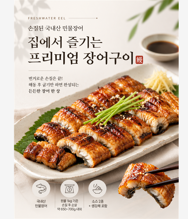 내산 자포니카 장어 민물장어 1kg 손질후