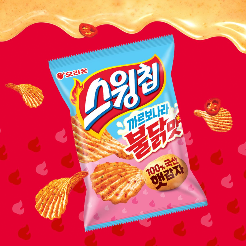오리온 햇감자 스윙칩 까르보불닭맛 55g 6개 9520원