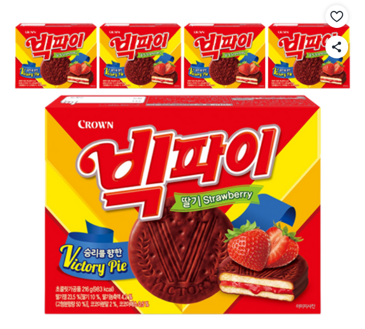 크라운 빅파이 딸기, 216g, 5개