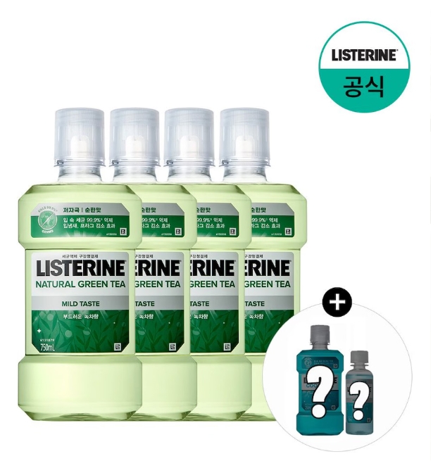 리스테린 그린티 750ml x4+250ml+100ml 15,705원