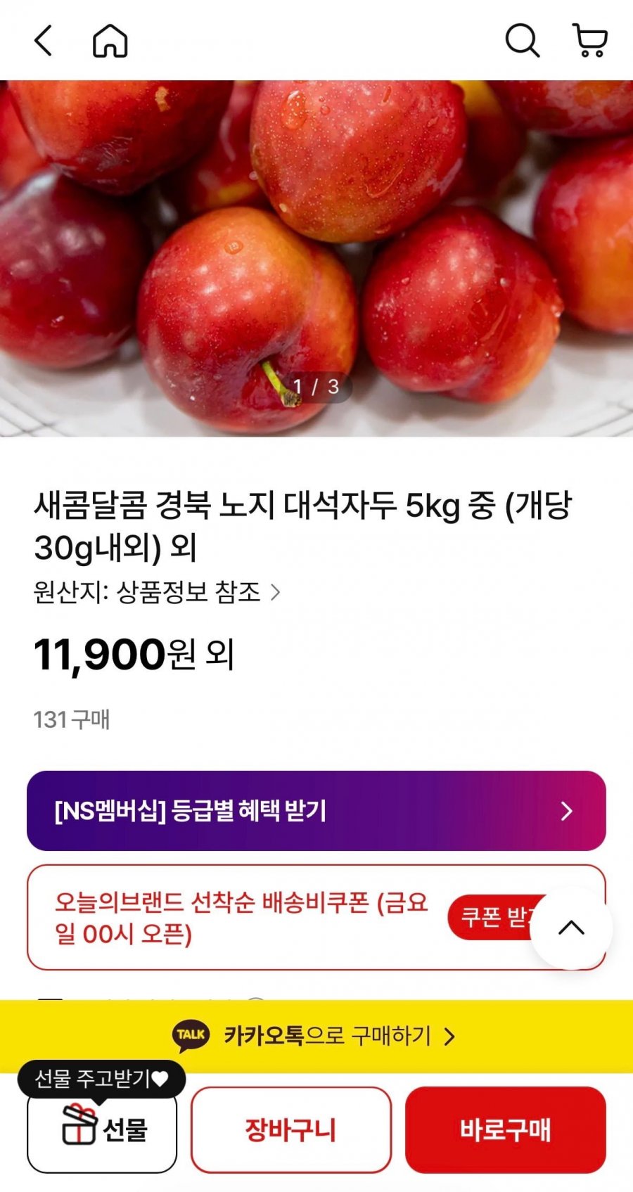 산지직송 경북 노지 대석자두 5kg 중 (개당 30g내외) (11,900원~/무료)