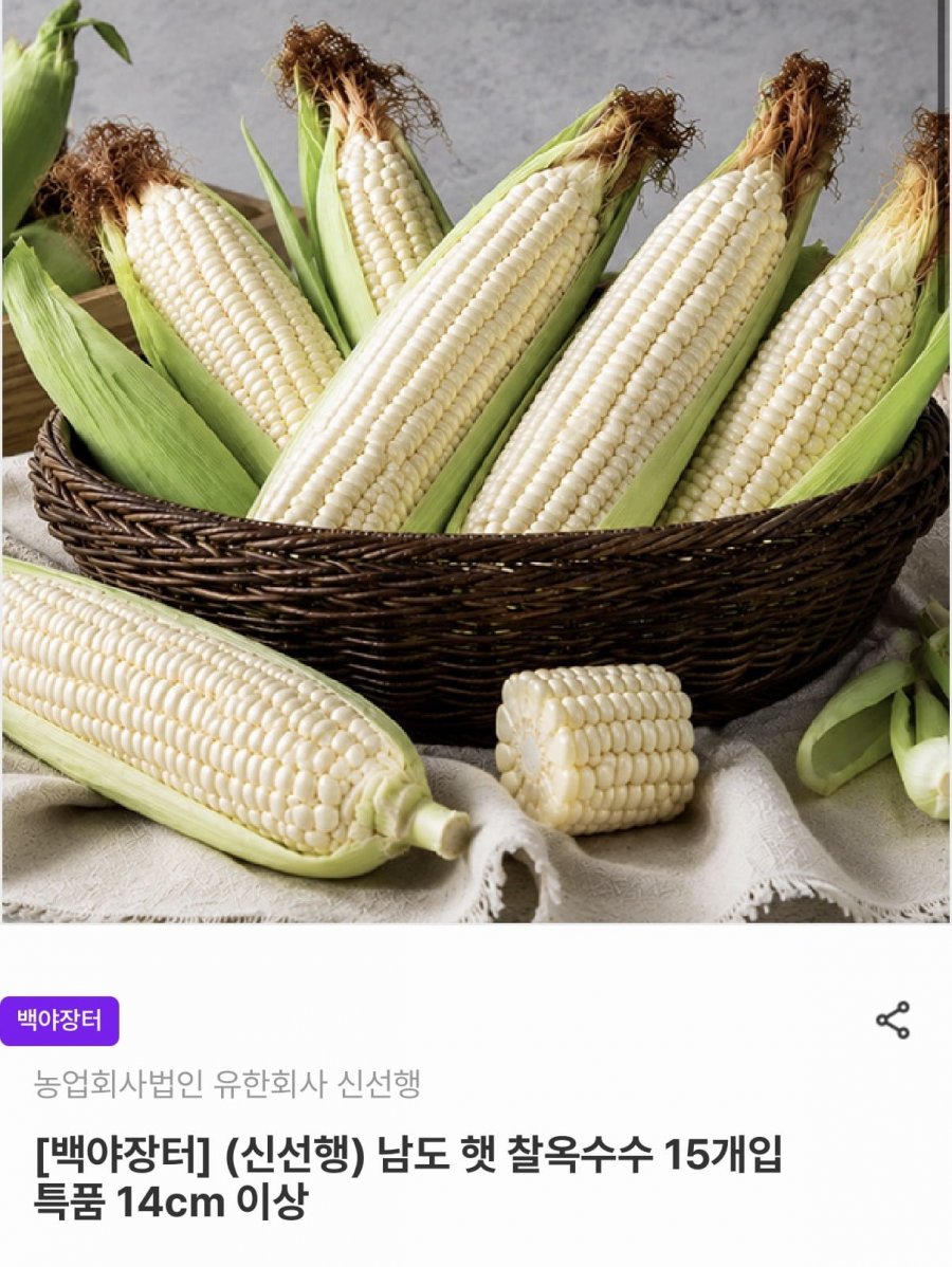 햇 찰옥수수 15개입 특품 (9,520원/무료)