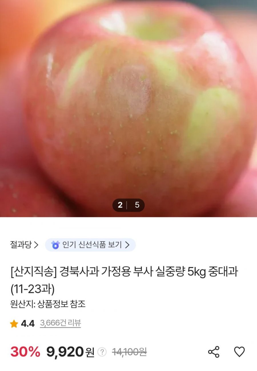 부사사과 실중량 5kg 중대과 (9,920원/무료)
