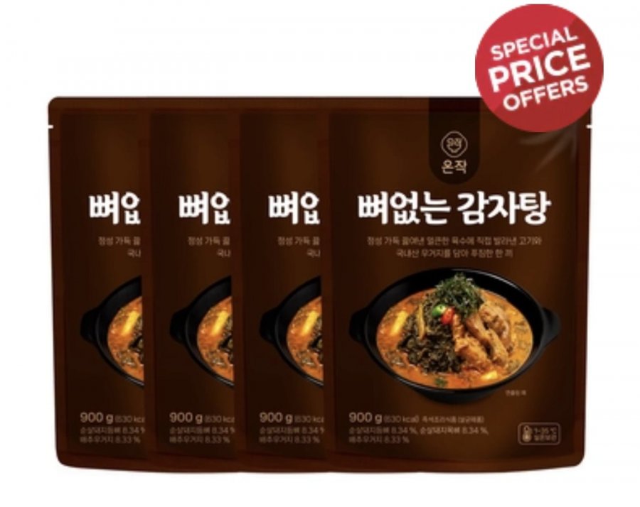 온작 뼈없는 감자탕 900g 4팩 (25,190원/무료)