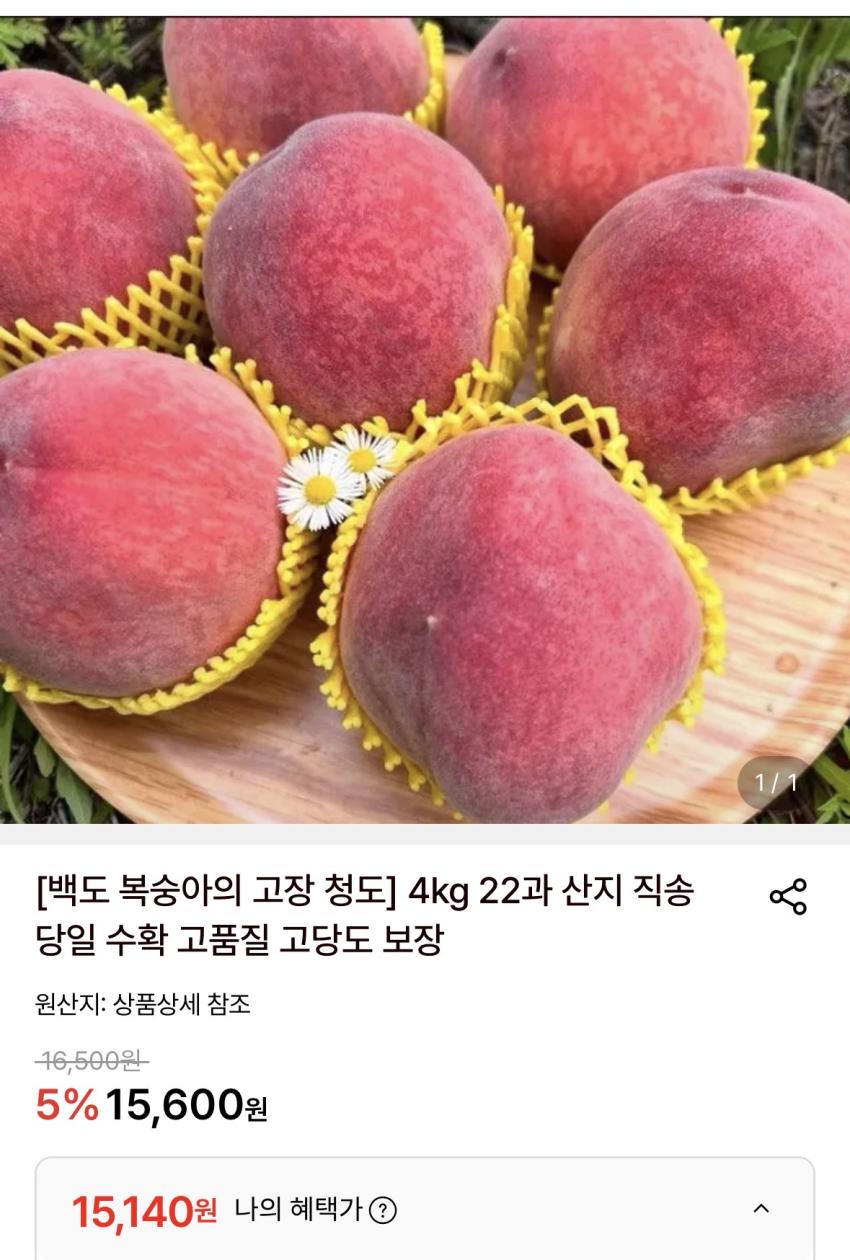 청도 백도 4kg 22과 산지 직송 당일 수확 고품질 고당도 보장 1.5만