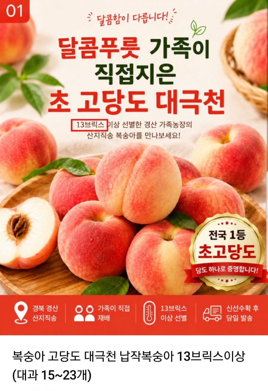대극천 복숭아 3kg (15~23과) 대과 (29,900원/무료배송)