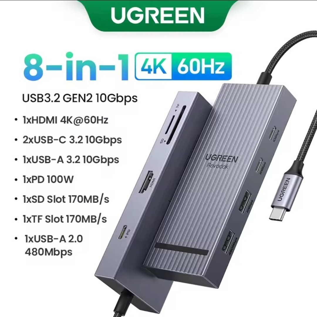 UGREEN USB-C 허브 8-in-1 타입-C to 4K60Hz
