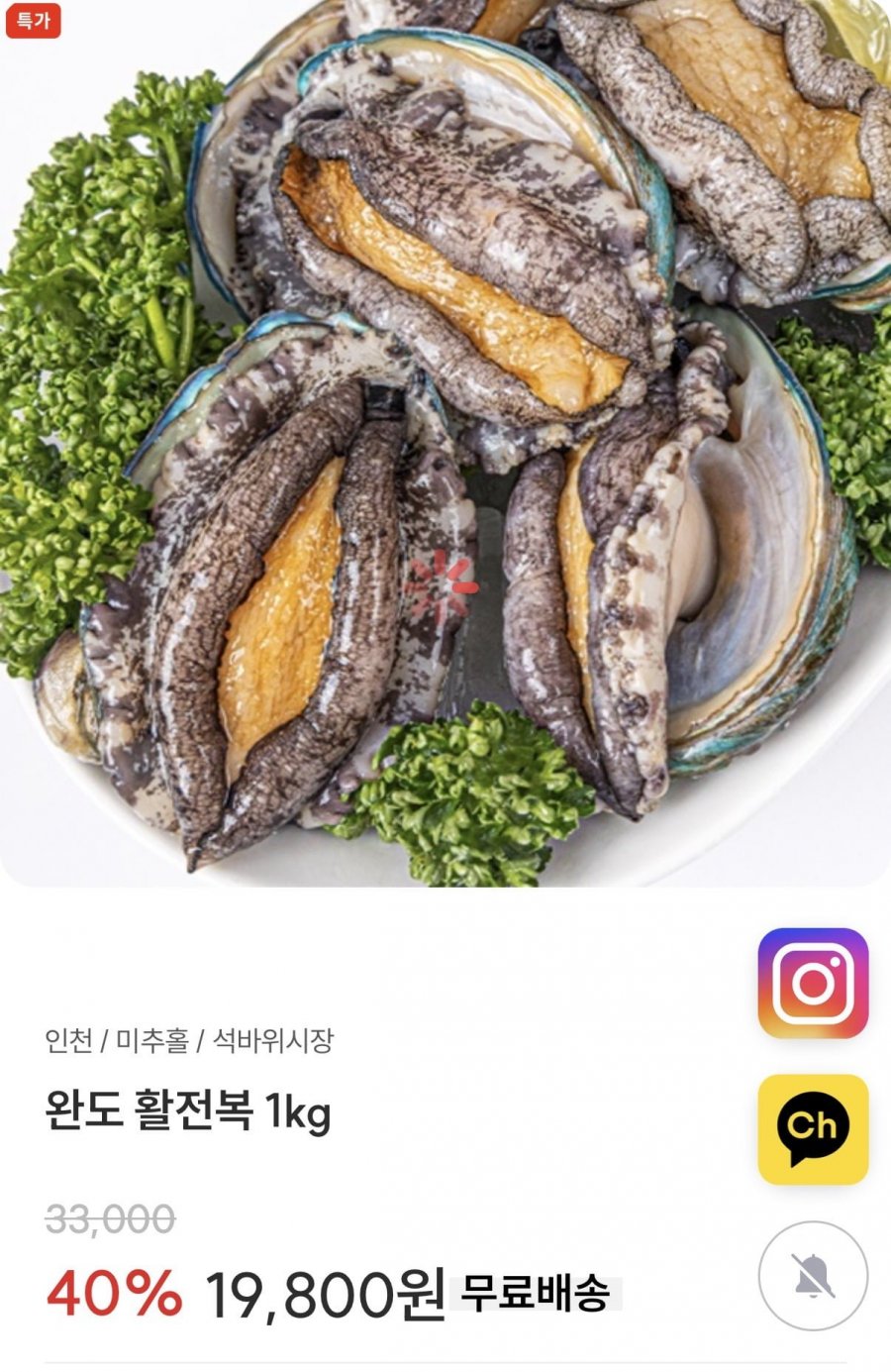 완도 활전복9-10미 산소포장(요리용) (19,800원/무료)