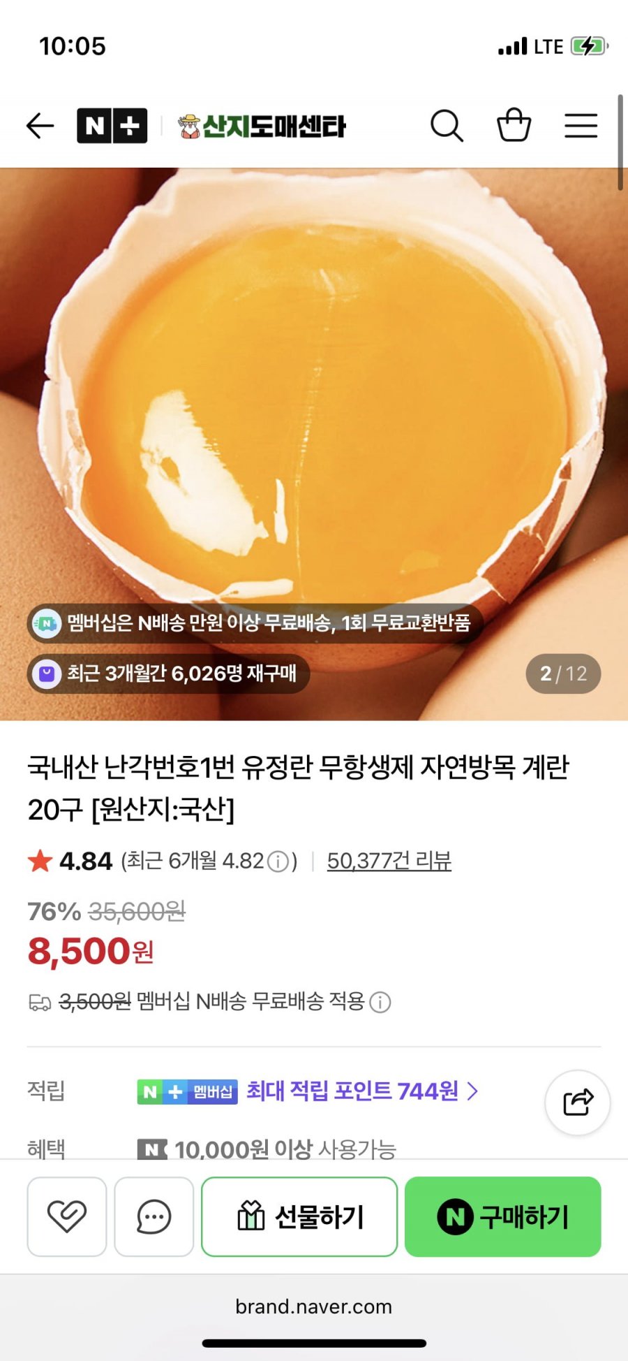 국내산 난각번호1번 유정란 무항생제 계란 20구 (8,500원/무료)