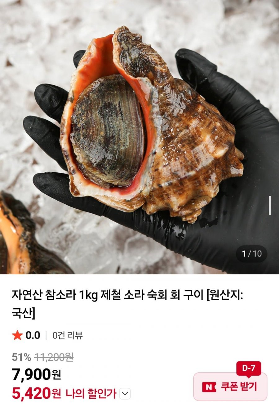 자연산 참소라 1kg (5,420원/네멤무배)