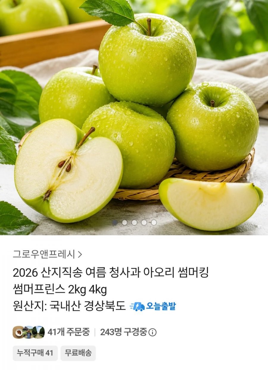 2026 여름 청사과 아오리 2kg (8,290원 / 무배)