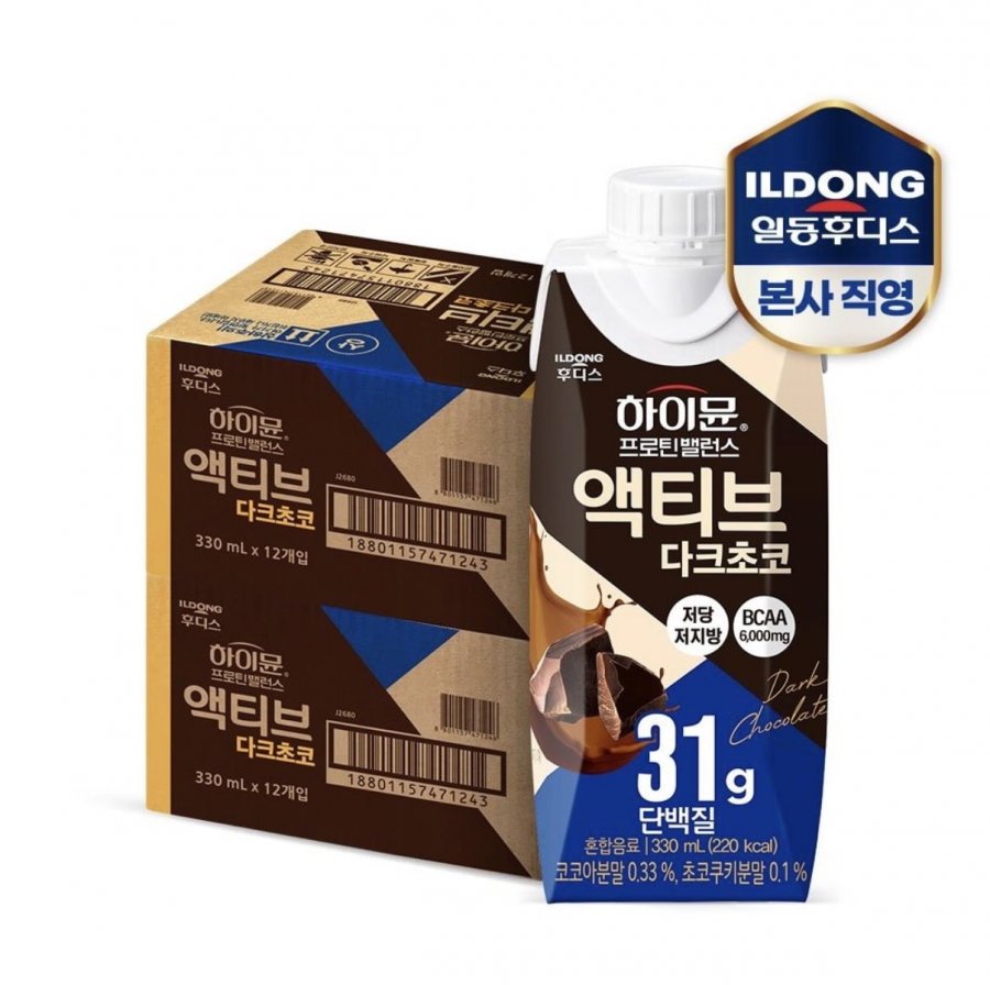 하이뮨 프로틴 밸런스 액티브 다크초코 330ml x 24개 (39,610원/무료)