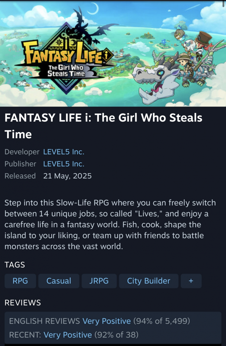 FANTASY LIFE i : 빙글빙글 용과 시간을 훔치는 소녀