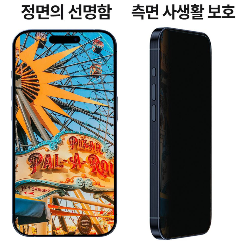 아이폰 사생활 보호 강화유리 액정 필름 + 부착틀 2매입 1,590원 (무배)
