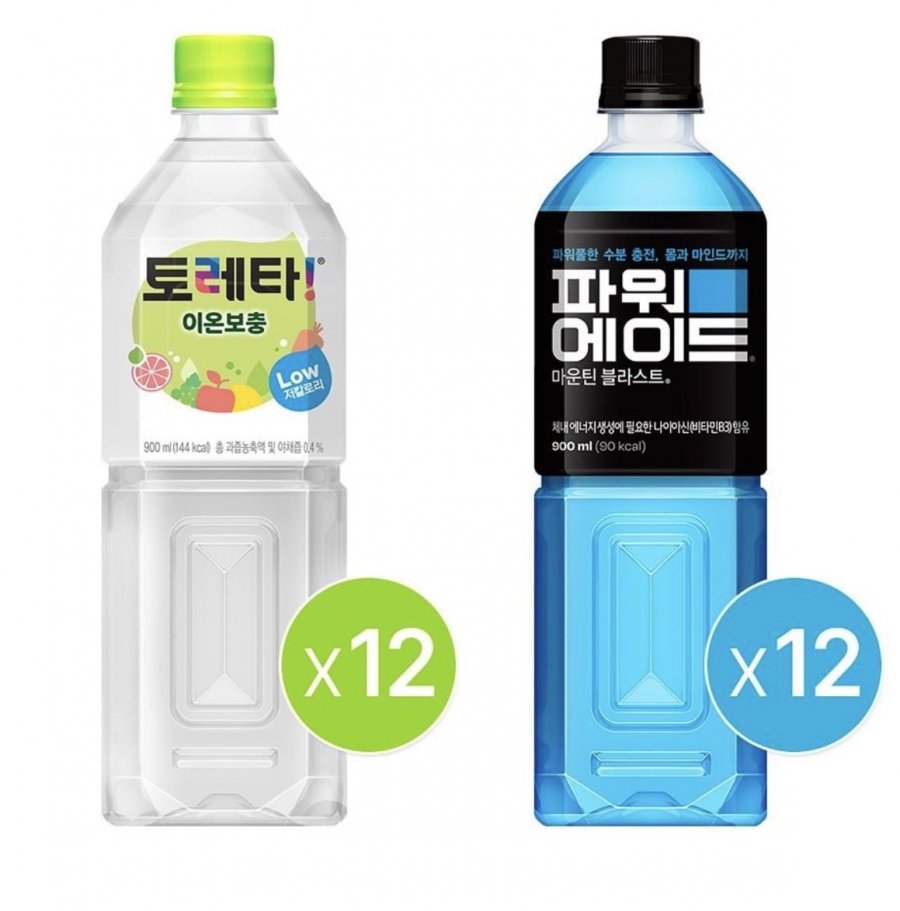 토레타 900mlPET 12개+파워 마운틴블라스트 900PET 12개 (22,400원/무료)