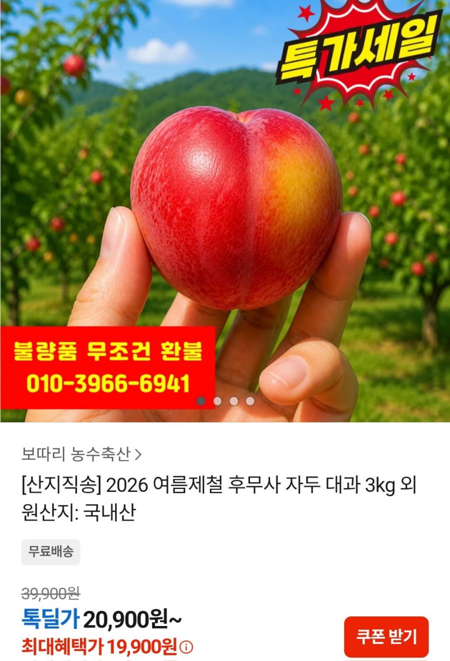 2026 후무사 자두 대과 3kg (19,900원 / 무배)
