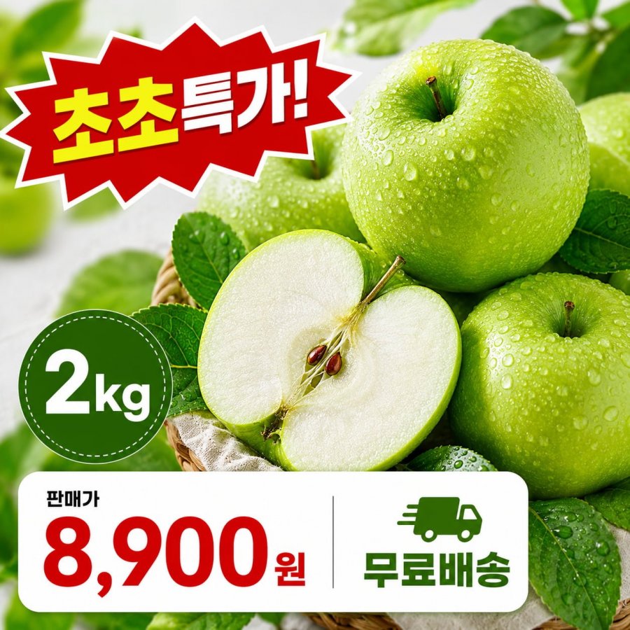 아오리 사과 2kg (8,900원 / 무료배송)