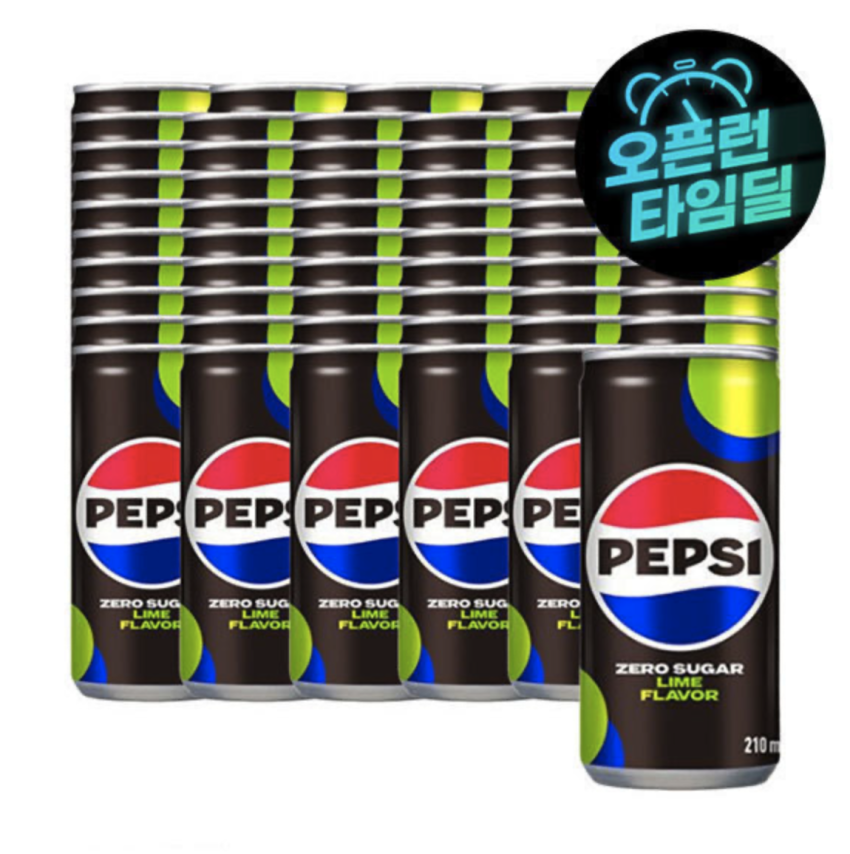 타임딜) 펩시콜라 제로 라임 210ml x 60캔 22,850원