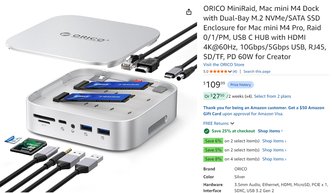 오리코 MiniRaid, Mac mini M4 독
